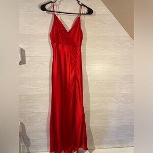 COPY - Red ZARA silk long slip DRESS.